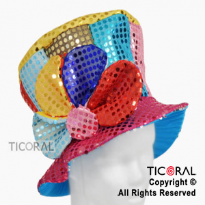 SOMBRERO GALERA CHICA LENTEJUELA FLOR MULTICOLOR x 1